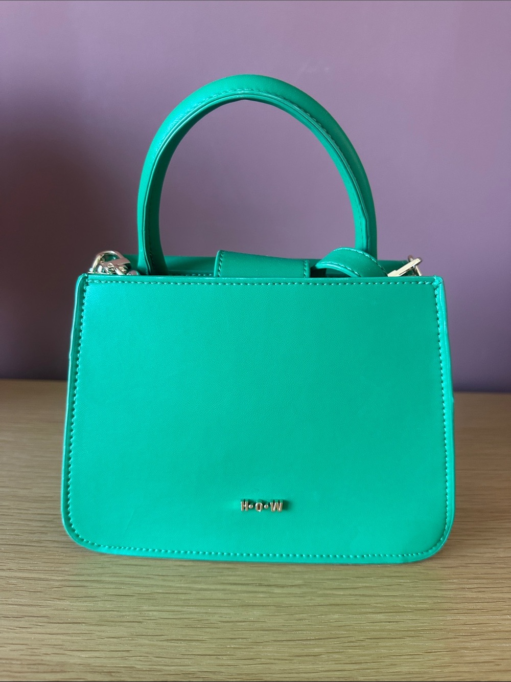 Turquoise Structured Top-Handle Mini Bag